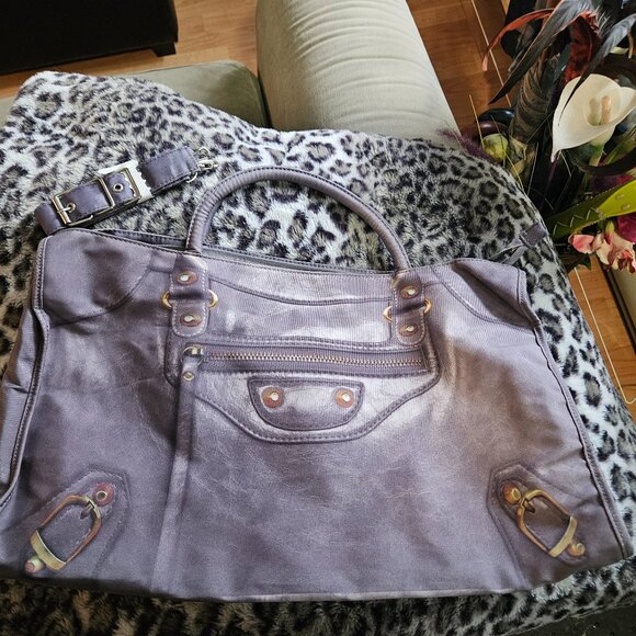 Mousse | Purple Printed City Canvas Large Bag with Shoulder Strap - NWOT - Picture 2 of 16